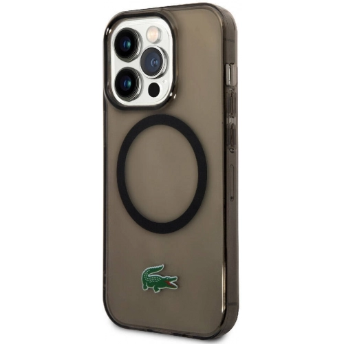 Apple iPhone 15 Pro (6.1) Kılıf Lacoste Orjinal Lisanslı Magsafe Şarj Özellikli Transparan Timsah Logo Baskılı Kapak - Mavi Açık