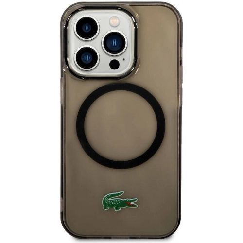 Apple iPhone 15 Pro (6.1) Kılıf Lacoste Orjinal Lisanslı Magsafe Şarj Özellikli Transparan Timsah Logo Baskılı Kapak - Mavi Açık