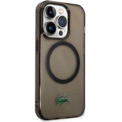 Apple iPhone 15 Pro (6.1) Kılıf Lacoste Orjinal Lisanslı Magsafe Şarj Özellikli Transparan Timsah Logo Baskılı Kapak - Mavi Açık