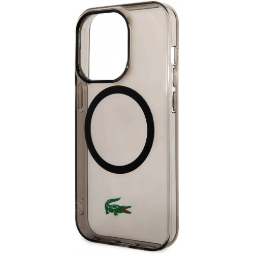 Apple iPhone 15 Pro (6.1) Kılıf Lacoste Orjinal Lisanslı Magsafe Şarj Özellikli Transparan Timsah Logo Baskılı Kapak - Mavi Açık