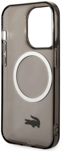 Apple iPhone 15 Pro (6.1) Kılıf Lacoste Orjinal Lisanslı Magsafe Şarj Özellikli Transparan Timsah Logo Baskılı Kapak - Mavi Açık