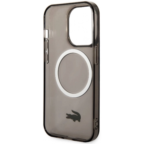 Apple iPhone 15 Pro (6.1) Kılıf Lacoste Orjinal Lisanslı Magsafe Şarj Özellikli Transparan Timsah Logo Baskılı Kapak - Mavi Açık