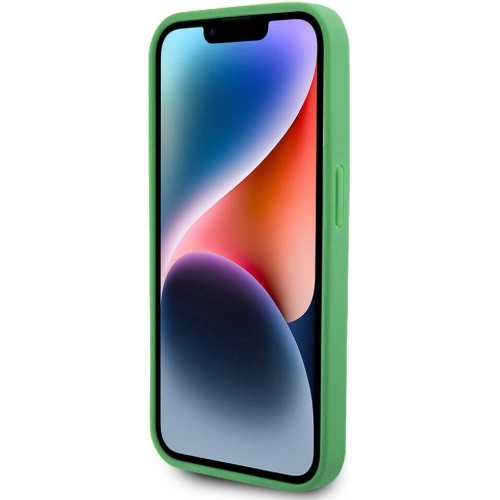 Apple iPhone 15 Pro (6.1) Kılıf Lacoste Orjinal Lisanslı PU Pike Desenli Arka Yüzey İkonik Timsah Dokuma Logolu Kapak - Yeşil