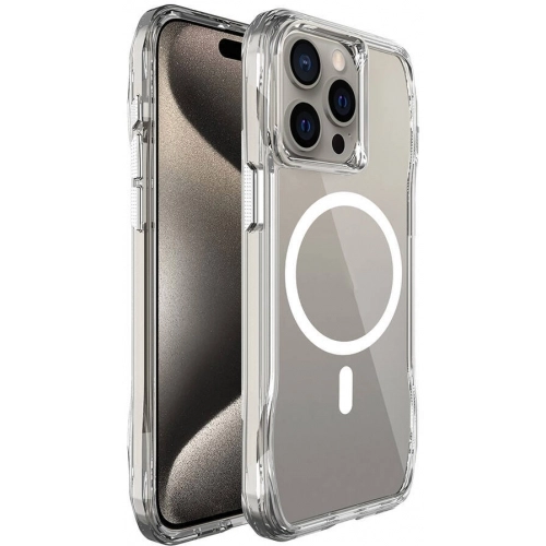 Apple iPhone 15 Pro (6.1) Kılıf Magsafe Şarj Özellikli Airbagli Şeffaf İncek Kapak - Şeffaf