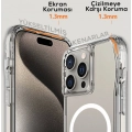 Apple iPhone 15 Pro (6.1) Kılıf Magsafe Şarj Özellikli Airbagli Şeffaf İncek Kapak - Şeffaf