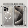 Apple iPhone 15 Pro (6.1) Kılıf Magsafe Şarj Özellikli Airbagli Şeffaf İncek Kapak - Şeffaf