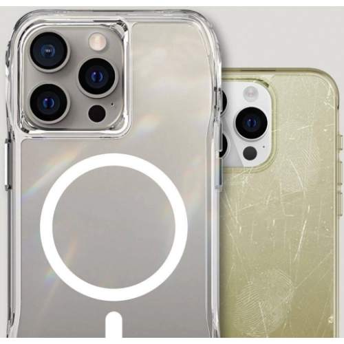 Apple iPhone 15 Pro (6.1) Kılıf Magsafe Şarj Özellikli Airbagli Şeffaf İncek Kapak - Şeffaf