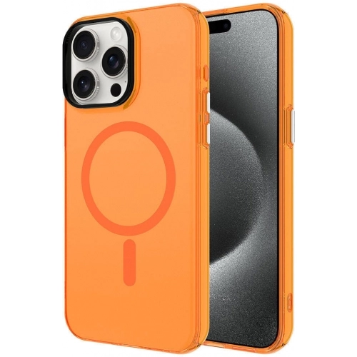 Apple iPhone 15 Pro (6.1) Kılıf Magsafe Şarj Özellikli Buzlu Transparan C-Pro Sert Kapak - Koyu Mor