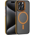 Apple iPhone 15 Pro Max (6.7) Kılıf Magsafe Şarj Özellikli Mat Görünümlü Ant Kapak - Turuncu