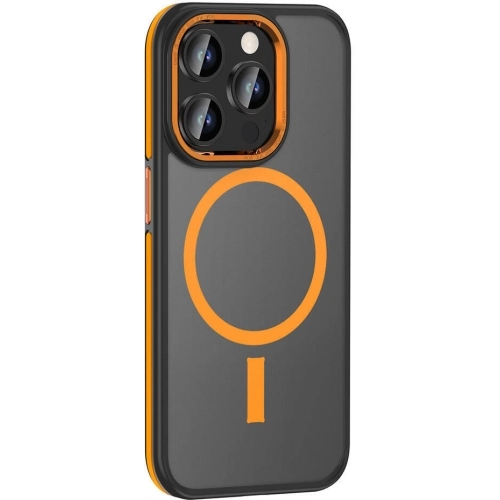 Apple iPhone 15 Pro Max (6.7) Kılıf Magsafe Şarj Özellikli Mat Görünümlü Ant Kapak - Turuncu