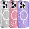 Apple iPhone 15 Pro (6.1) Kılıf Magsafe Şarj Özellikli Parlayan Simli Saydam Renkli Allstar Kapak - Şeffaf