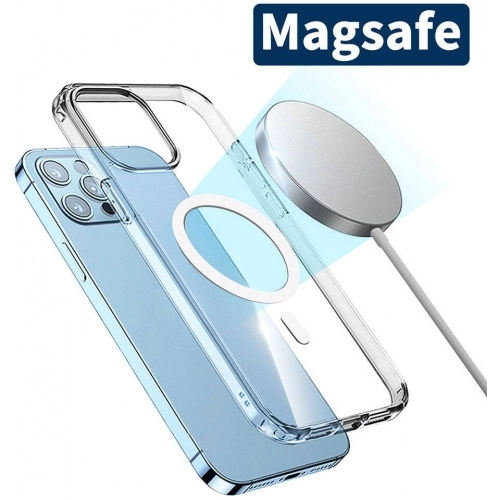 Apple iPhone 15 Pro (6.1) Kılıf Magsafe Şarj Özellikli Şeffaf Sert PC Embos Kapak - Şeffaf