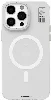 Apple iPhone 15 Pro (6.1) Kılıf Magsafe Şarj Özellikli Standlı YoungKit Hermit Bracket Serisi Kapak - Beyaz