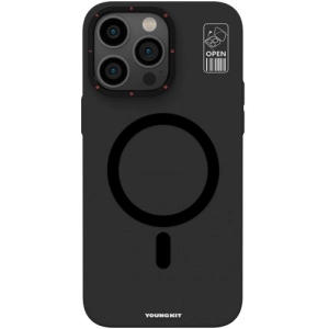Apple iPhone 15 Pro (6.1) Kılıf Magsafe Şarj Özellikli Standlı YoungKit Hermit Bracket Serisi Kapak - Siyah