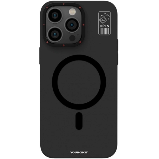 Apple iPhone 15 Pro (6.1) Kılıf Magsafe Şarj Özellikli Standlı YoungKit Hermit Bracket Serisi Kapak - Siyah