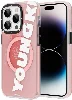 Apple iPhone 15 Pro (6.1) Kılıf Magsafe Şarj Özellikli Youngkit Binfen Serisi Yazı Temalı Kapak - Pembe