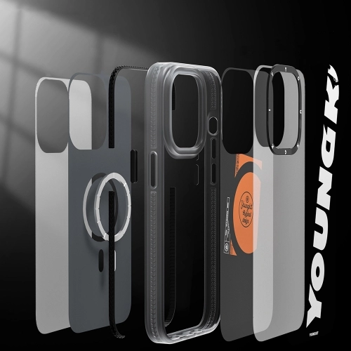 Apple iPhone 15 Pro (6.1) Kılıf Magsafe Şarj Özellikli Youngkit Binfen Serisi Yazı Temalı Kapak - Pembe