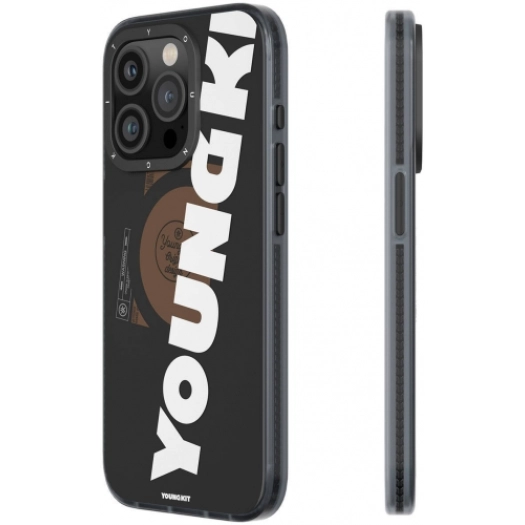 Apple iPhone 15 Pro (6.1) Kılıf Magsafe Şarj Özellikli Youngkit Binfen Serisi Yazı Temalı Kapak - Siyah