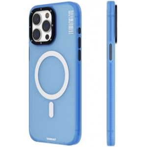 Apple iPhone 15 Pro (6.1) Kılıf Magsafe Şarj Özellikli Youngkit Colored Sand Serisi Kapak - Mavi