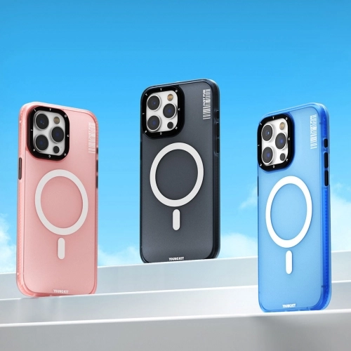 Apple iPhone 15 Pro (6.1) Kılıf Magsafe Şarj Özellikli Youngkit Colored Sand Serisi Kapak - Mavi