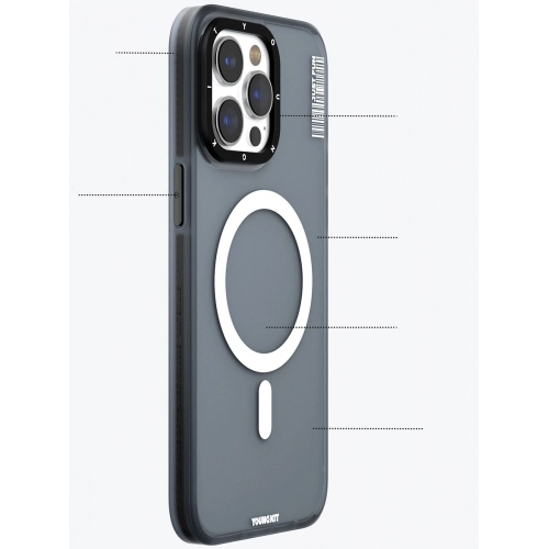 Apple iPhone 15 Pro (6.1) Kılıf Magsafe Şarj Özellikli Youngkit Colored Sand Serisi Kapak - Pembe