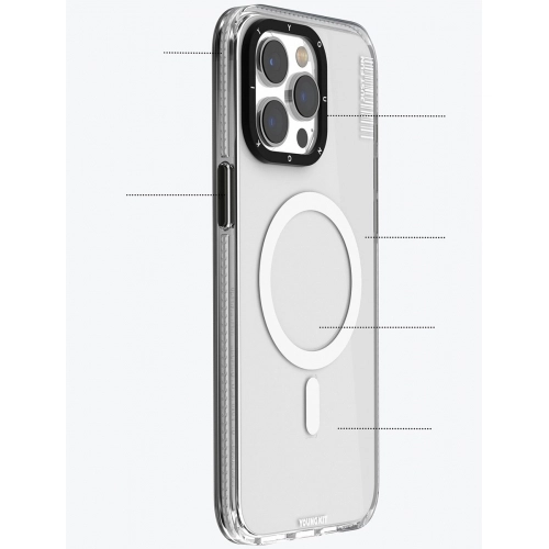 Apple iPhone 15 Pro (6.1) Kılıf Magsafe Şarj Özellikli YoungKit Crystal Color Serisi Kapak - Pembe