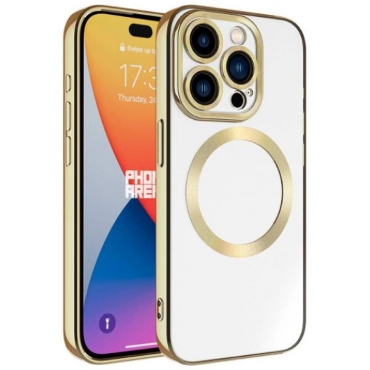 Apple iPhone 15 Pro (6.1) Kılıf Magsafe Wireless Şarj Özellikli Zore Setro Silikon - Gold