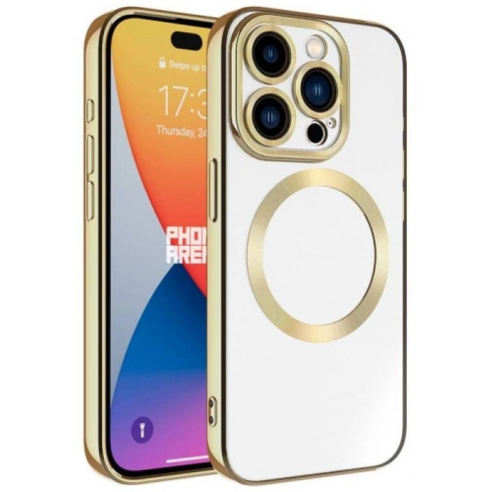 Apple iPhone 15 Pro (6.1) Kılıf Magsafe Wireless Şarj Özellikli Zore Setro Silikon - Gold