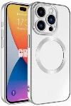 Apple iPhone 15 Pro (6.1) Kılıf Magsafe Wireless Şarj Özellikli Zore Setro Silikon - Gümüş