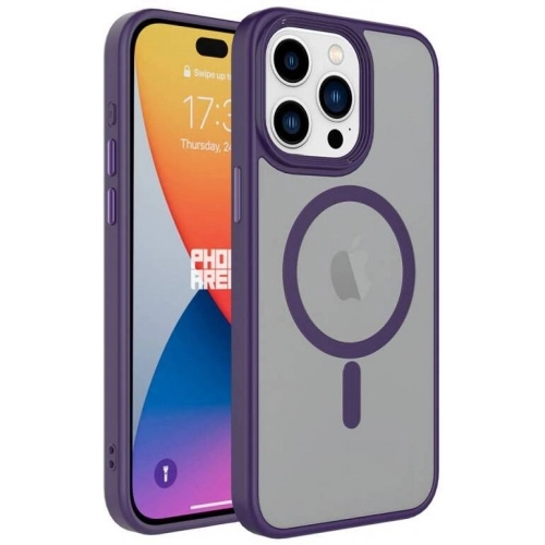 Apple iPhone 15 Pro (6.1) Kılıf Mat Arka Yüzey Wireless Şarj Özellikli Flet Magsafe Kapak - Siyah