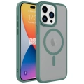 Apple iPhone 15 Pro (6.1) Kılıf Mat Arka Yüzey Wireless Şarj Özellikli Flet Magsafe Kapak - Yeşil