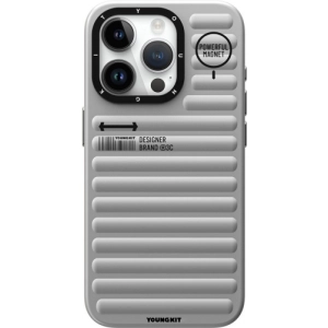 Apple iPhone 15 Pro (6.1) Kılıf Mat Renkli Tasarım YoungKit Original Serisi Kapak - Gümüş