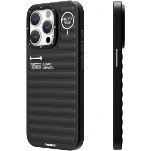 Apple iPhone 15 Pro (6.1) Kılıf Mat Renkli Tasarım YoungKit Original Serisi Kapak - Siyah