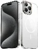 Apple iPhone 15 Pro (6.1) Kılıf Mıknatıslı Wireless Şarj Özellikli Şeffaf G-Glass Kapak - Titanyum