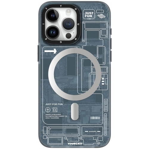 Apple iPhone 15 Pro (6.1) Kılıf Orjinal Lisanslı Magsafe Özellikli YoungKit Technology Serisi QC Kapak - Beyaz