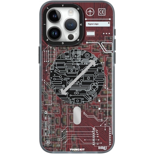 Apple iPhone 15 Pro (6.1) Kılıf Orjinal Lisanslı Magsafe Özellikli YoungKit Technology Serisi QC Kapak - Mavi