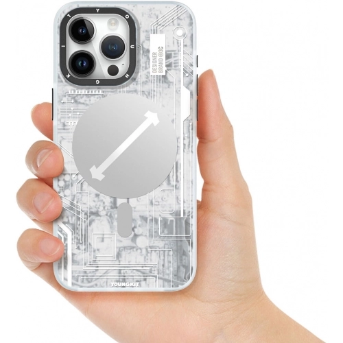 Apple iPhone 15 Pro (6.1) Kılıf Orjinal Lisanslı Magsafe Özellikli YoungKit Technology Serisi QC Kapak - Mavi