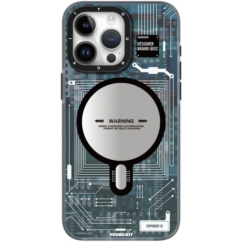 Apple iPhone 15 Pro (6.1) Kılıf Orjinal Lisanslı Magsafe Özellikli YoungKit Technology Serisi QC Kapak - Siyah