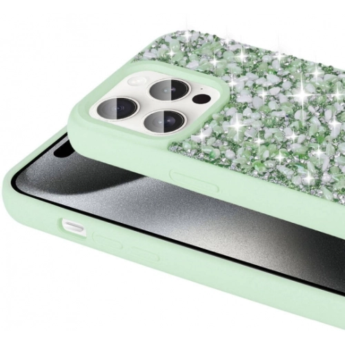 Apple iPhone 15 Pro (6.1) Kılıf Parlak Taşlı Tasarım Zore Linea Kapak - Pembe