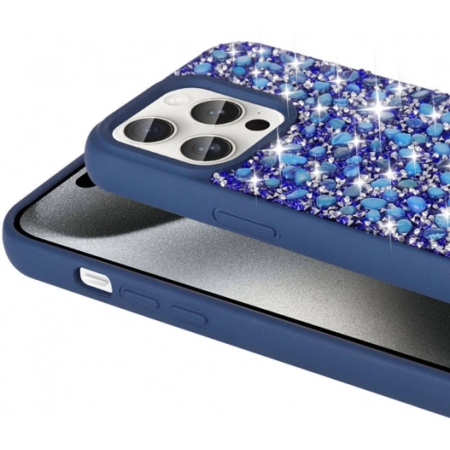 Apple iPhone 15 Pro (6.1) Kılıf Parlak Taşlı Tasarım Zore Linea Kapak - Pembe