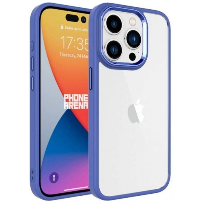 Apple iPhone 15 Pro (6.1) Kılıf Şeffaf Arka Yüzey Renkli Kenar Krom Kapak - Lavanta Grisi