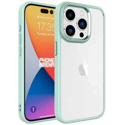 Apple iPhone 15 Pro (6.1) Kılıf Şeffaf Arka Yüzey Renkli Kenar Krom Kapak - Lavanta Grisi