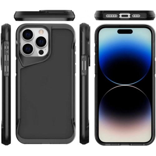 Apple iPhone 15 Pro (6.1) Kılıf Şeffaf TPU Kenarları Esnek Crystal T-Max Kapak - Siyah