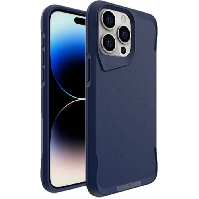 Apple iPhone 15 Pro (6.1) Kılıf Standlı TPU Kenarları Esnek Mat T-Max Kapak - Lacivert