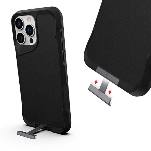 Apple iPhone 15 Pro (6.1) Kılıf Standlı TPU Kenarları Esnek Mat T-Max Kapak - Lacivert