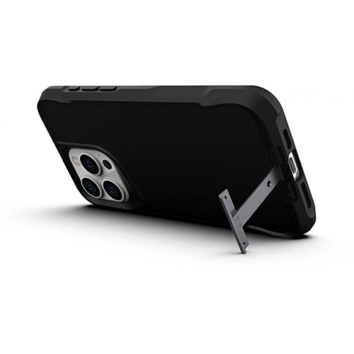 Apple iPhone 15 Pro (6.1) Kılıf Standlı TPU Kenarları Esnek Mat T-Max Kapak - Siyah