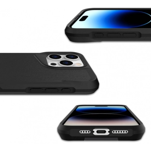 Apple iPhone 15 Pro (6.1) Kılıf Standlı TPU Kenarları Esnek Mat T-Max Kapak - Siyah