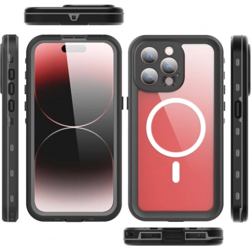 Apple iPhone 15 Pro (6.1) Kılıf Su Geçirmez Toza Dayanıklı IP68 Sertifikalı 360 Tam Koruma Kapak - Siyah