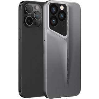 Apple iPhone 15 Pro (6.1) Kılıf Ultra İnce Kameralı Korumalı Sert Rubber Procase Kapak - Titanyum-Gri