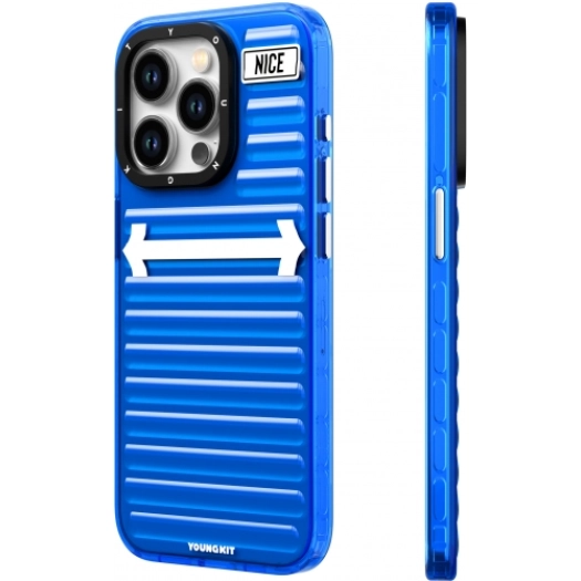 Apple iPhone 15 Pro (6.1)  Kılıf YoungKit Luggage FireFly Serisi Kapak - Mavi